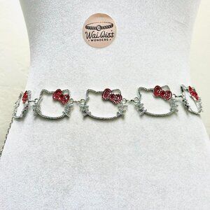 Y2k 2000s style Silver and red Hello Kitty waist chain belt